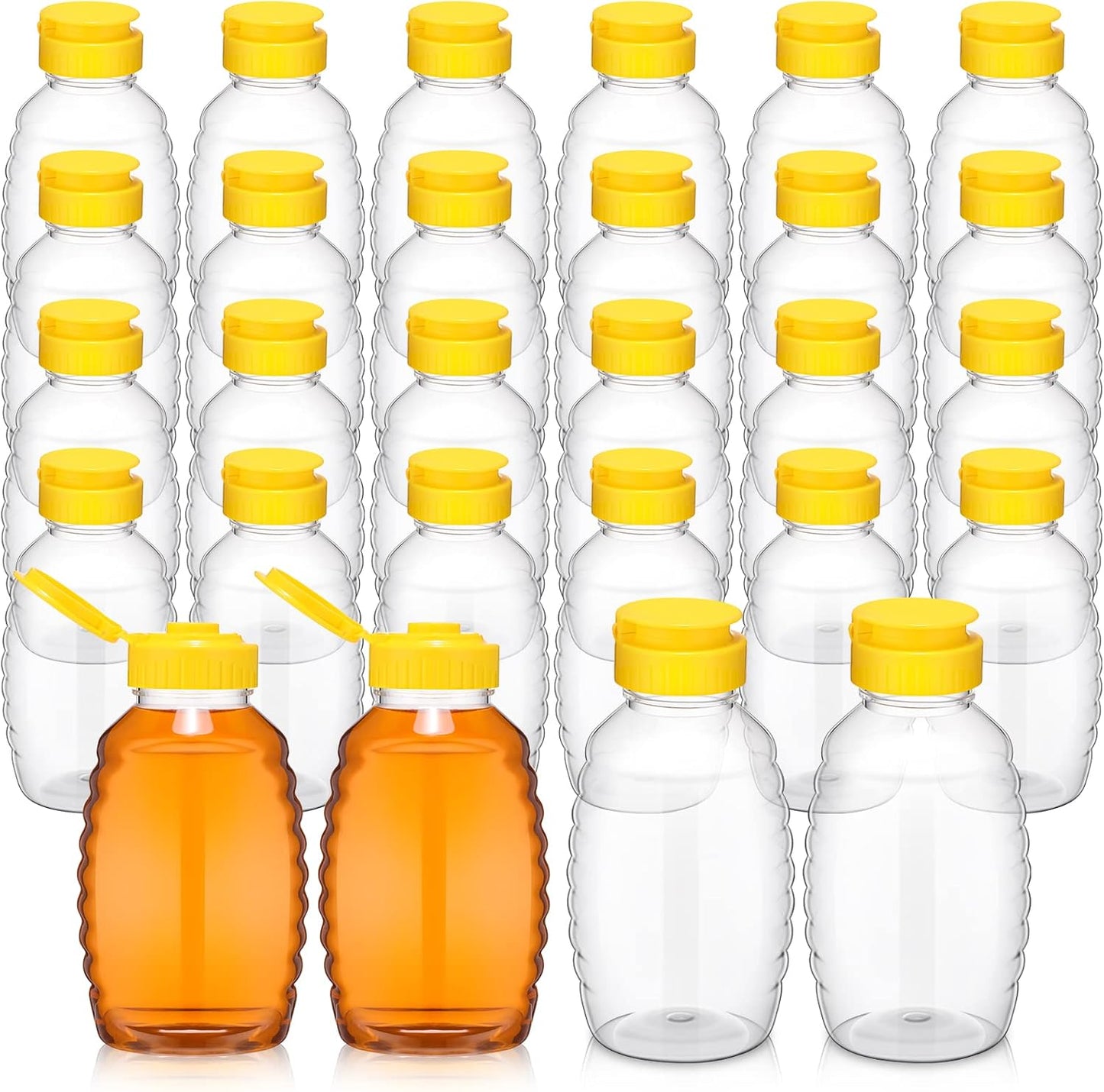24 (32oz) Pcs Clear Plastic Honey Bottles Plastic Skep Style Jar Honey Squeeze Bottle Empty Refillable Honey Dispenser