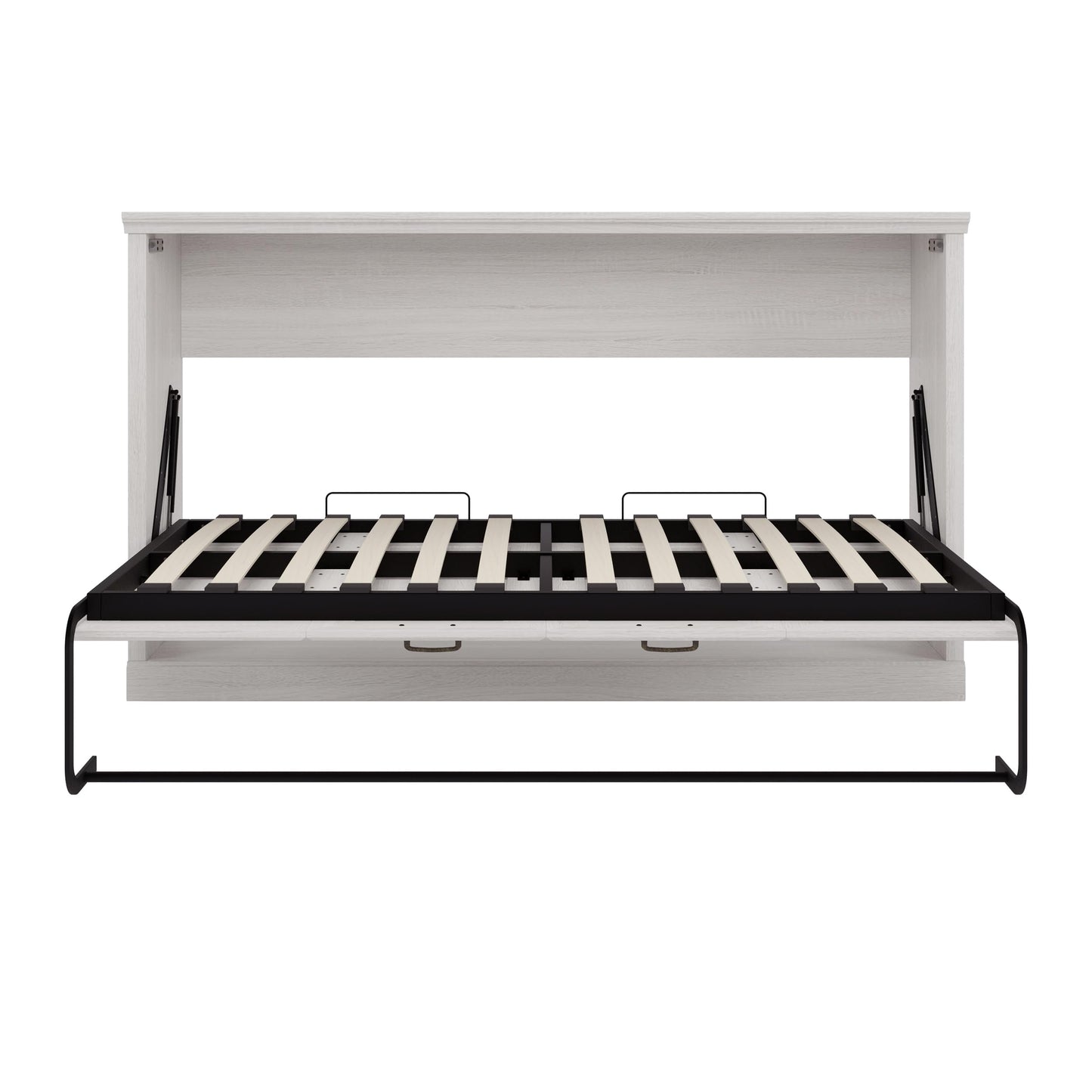 Merax Twin Size Horizontal Murphy Bed Wall Bed, Folding into a Cabinet, Space Saving Foldable Bed for Guest Room, Home Office, Apartment, Sturdy Metal Frame, Rustic White