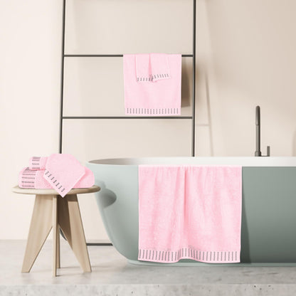 MALLONI HOME Ultra Soft 6 Pack Cotton Towel Set, Contains 2 Bath Towels 28x55 inch, 2 Hand Towels 16x24 inch & 2 Wash Coths 12x12 inch, Ideal Everyday use, Compact & Lightweight - Pink