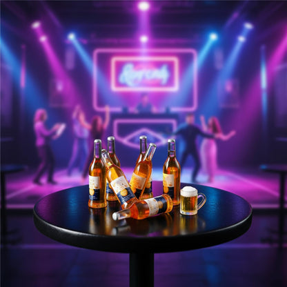 LOGOFUN 50pcs Miniature Wine Bottle Mini Fake Beer Bottles Toys Tiny Drink Accessories for Dollhouse Food Play Decorations