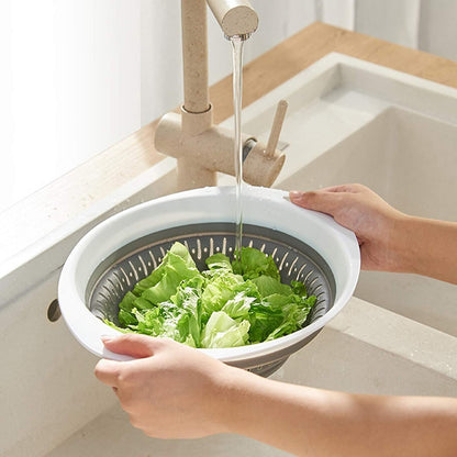Collapsible Strainer/Colander Set of 2-Piece - 5 Quarts Food-Grade Silicone Kitchen Filter for Pasta, Veggies