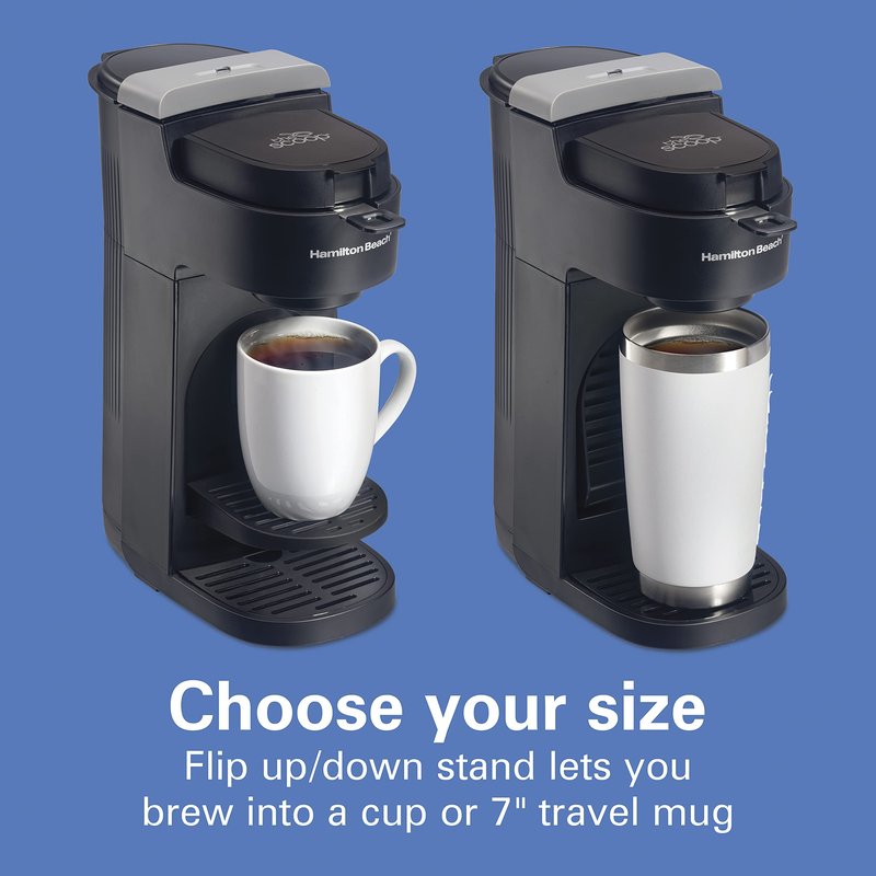 Hamilton Beach The Scoop Single Serve Coffee Maker & Fast Grounds Brewer for 8-14oz. Cups, Brews in Minutes, Black (47620), Next Gen