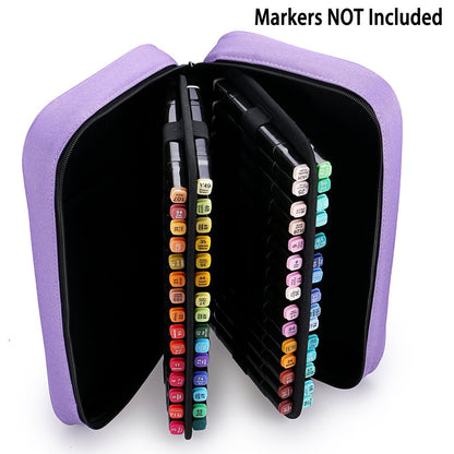 BTSKY Art Marker Carrying Case Lipstick Organizer-60 Slots Canvas Zippered Storage for Touch Spectrum Noir Paint Sharpie Markers, Empty Wallet Only (Purple)