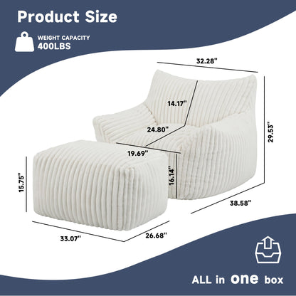 Oversized Bean Bag Chair for Living Room Furniture Bean Bag Chairs for Adults- Small Couch & Lounge Accent Chair for Living Room Chairs or Bedroom