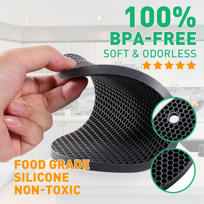 Multi-Purpose Silicone Trivet, Flexible Heat Resistant Pot Holders, Square and Round Mats for Hot Pots and Pans,