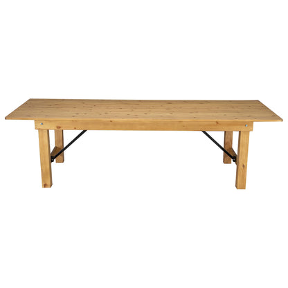 Taylor & Logan Ingles 9' x 40" Rectangular Antique Rustic Light Natural Solid Pine Folding Farm Table