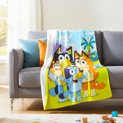 Bluey Fleece Blanket Set for Kids - Cozy Bundle with 45x60 Blanket for Home, Travel, and More Plus Stickers Soft Throw for Boys, Girls