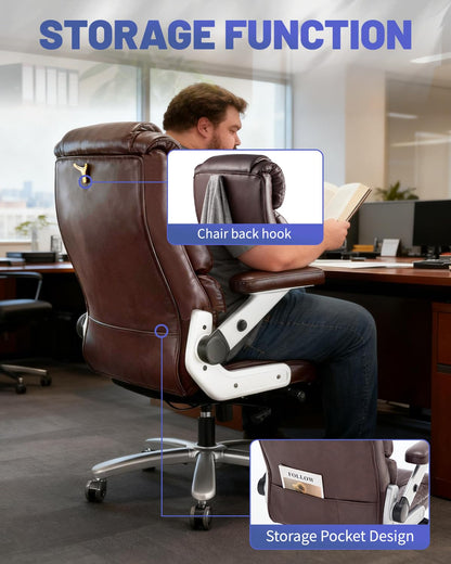 800LBS Big and Tall Office Chair for Heavy People, Heavy Duty Executive Chair with High Back, Extra Wide Seat and Adjustable Lumbar, Large Computer Desk Chair with 5D Flip Arms for Home Office