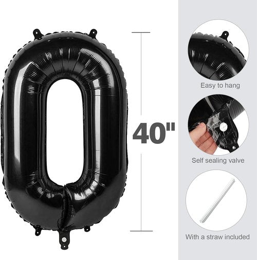 50 Balloon Number - Black 40 Inch Birthday Decorations | Big Digital Balloons for Weddings & Anniversaries