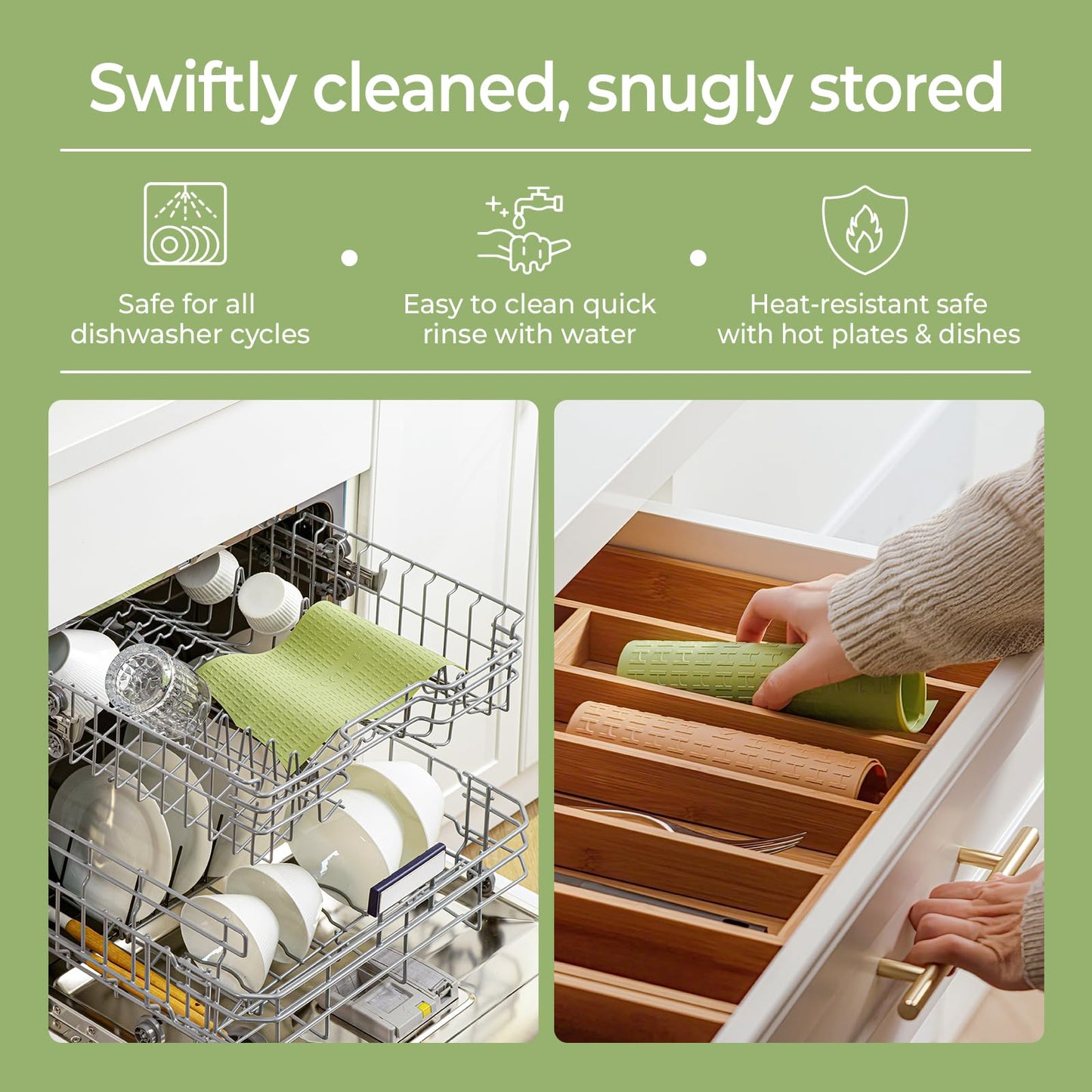 Keechee Silicone Non-Slip Mat for Cutting board, Preventing Cutting Injuries in the Kitchen Chopping Boards Feet for Kitchen Safe, Warm Gifts for Kitchen & Home Protector (Green)