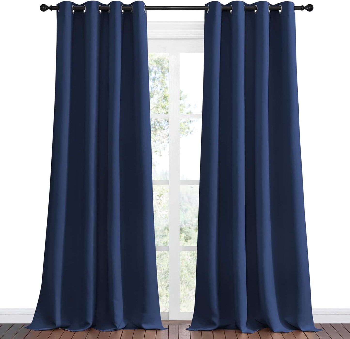 NICETOWN Navy Blackout Curtains - 55" x 90", 2-Piece Grommet Panels for Sunlight Blocking & Modern Design