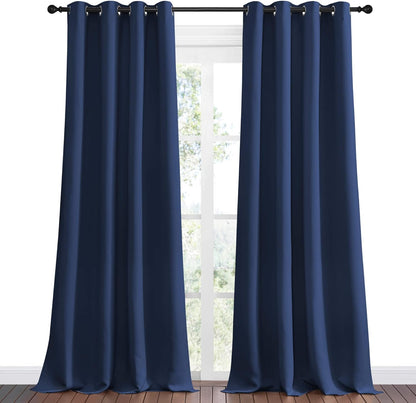 NICETOWN Navy Blackout Curtains - 55" x 90", 2-Piece Grommet Panels for Sunlight Blocking & Modern Design