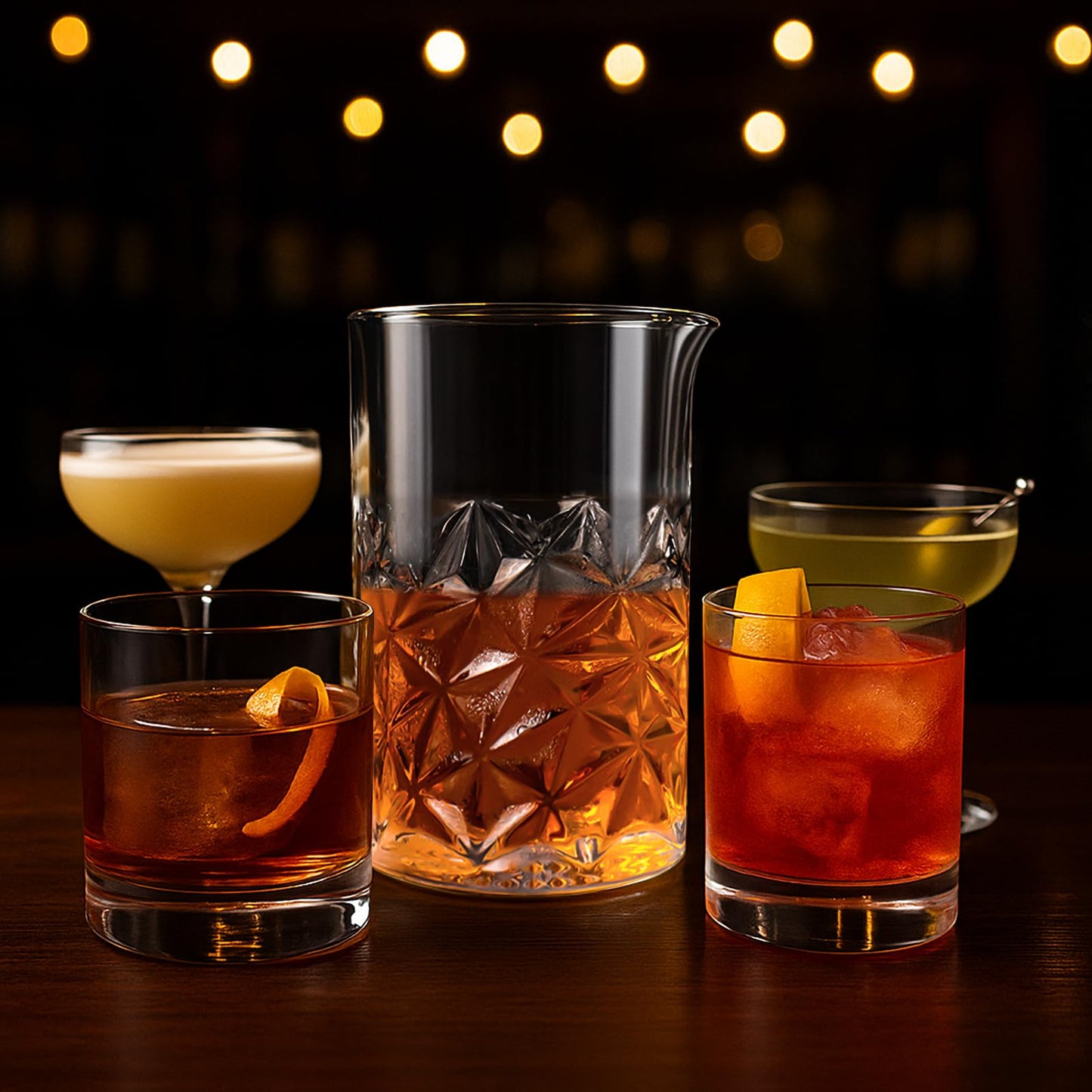 Cocktail Mixing Glass with Strainer Set, 24 oz Crystal Stirring Glass with 304 Stainless Steel Strainer, Elegant and Professional Barware Tools, Bartender Gifts for Men, Housewarming Gift