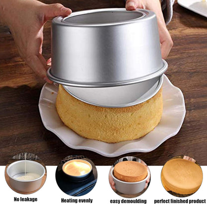 EXGOX 2 Pack 9-Inch Non-Stick Deep Aluminum Round Cake Pan with Removable Bottom for Wedding/Birthday/Christmas Baking