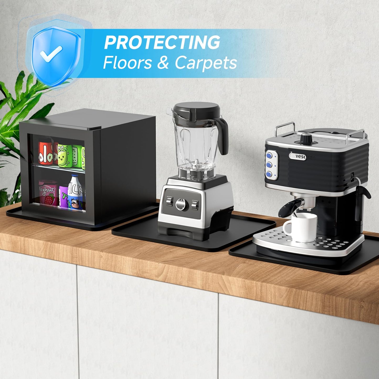 Mini Fridge Silicone Mat with Raised Edges, 24''x24''x0.5'', Prevent Water Leakage and Floor Damage from Elecrical Equipment such as Washing Machines, Dryer, Mini Fridge, Wine Cabinet.