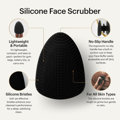 MANSCAPED® The Face Buffer - Men's Silicone Face Scrubber for Nourishing, Deep Cleaning & Exfoliating Your Skin, No-Slip Suction Cup Handle, Gentle Face Massage, 1-Pack
