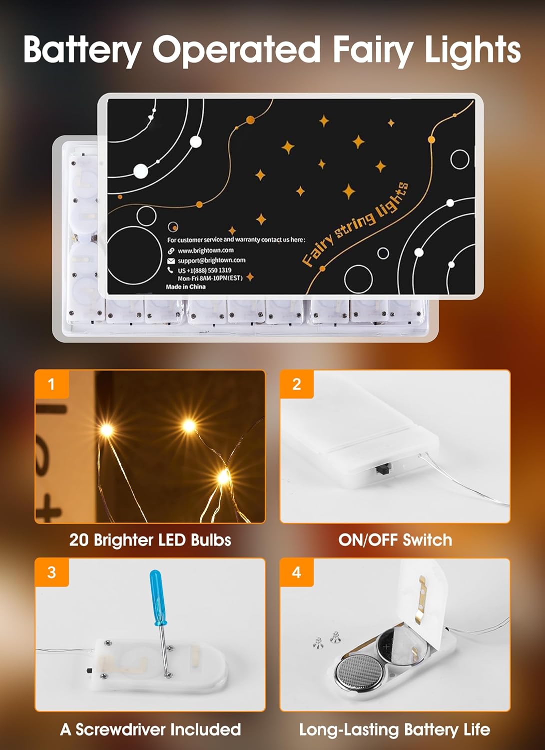 12 Pack 7ft 20 Minetom Fairy Lights Battery Operated String Lights - LED Waterproof Silver Wire Firefly Light