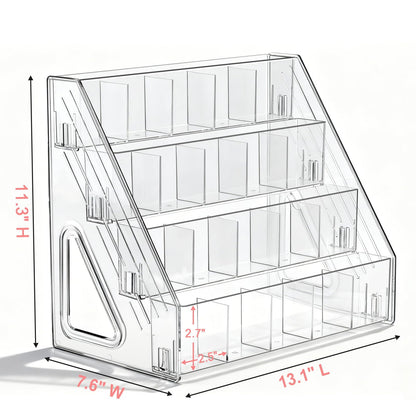 Vowcarol Pen Holder, Marker Organizer 20 Compartments, Clear Pencil Holder Space Saving, 4-Tire