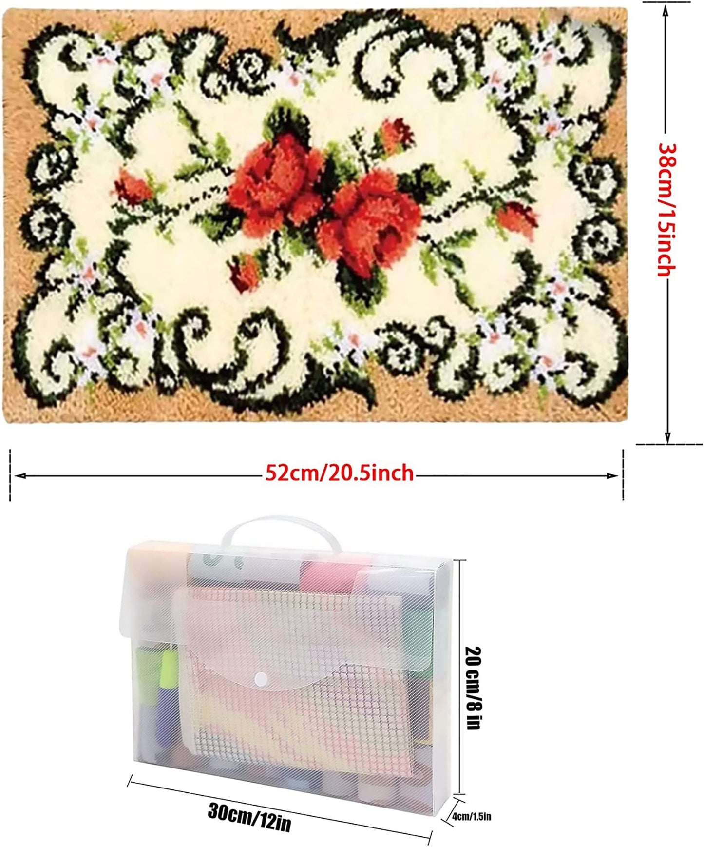 ZFFLYH Latch Hook Kits for Adults Kids, DIY Rug Tapestry Crochet Yarn Kits Crafts Mat Cushion Embroidery Arts with Printed Canvas for Home Decor Festival Gift,3 Mushrooms