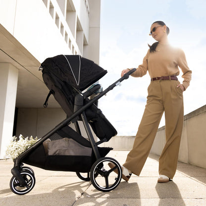 Evenflo Shyft Intuiti+ Travel System Featuring Revolve180 LiteMax™ NXT Rotating Rear-Facing Lightweight Preemie and Infant Car Seat with SensorySoothe 3-30 lbs. (Dubhan Black)