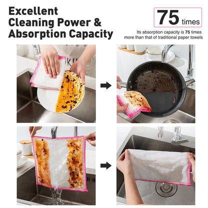 OnBrand Naturally Wood Fiber Cleaning Cloth, Microfiber Cleaning Cloths, 16 Pack Super Absorbing Dish Cloths for Washing Dishes, Reusable General Kitchen Towel