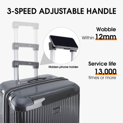 LIGHTGO 2 Piece Set Ultra-Lightweight PC+ABS Suitcase with TSA Lock & Quiet 360°Wheels, 20/26/30 Inch Expandable Luggage, Smart Organizer with Magical Divider & Waterproof Zone(Carbon Grey)