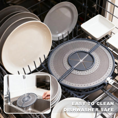 Foldable Splatter Screen with Handle For 10,11,12 and 13 Inch Frying Pan - Dual Folding Oil Guard,BPA-Free Silicone,Heat-Resistant Grip,Space Saving Fry Pan Cover for Mess-Free Cooking,Dishwasher Safe