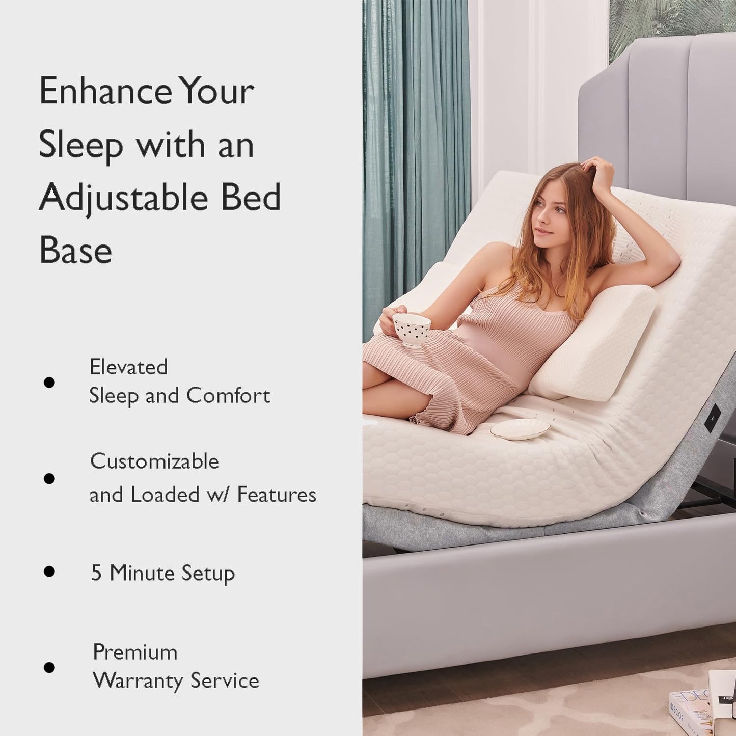 Irvine Home Collection King Adjustable Bed Base with 10 Inch Gel Memory Foam Mattress - Dual Massage - USB Ports - Zero Gravity - Underbed Light - Wireless Remote - Zero Clearance