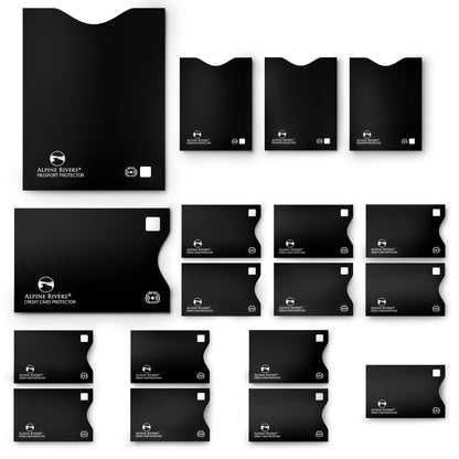RFID Blocking Sleeves | 14 Credit Card Holders, 4 Passport Protectors | Slim Water-Resistant Tear-Resistant | Anti Theft Identity Protection