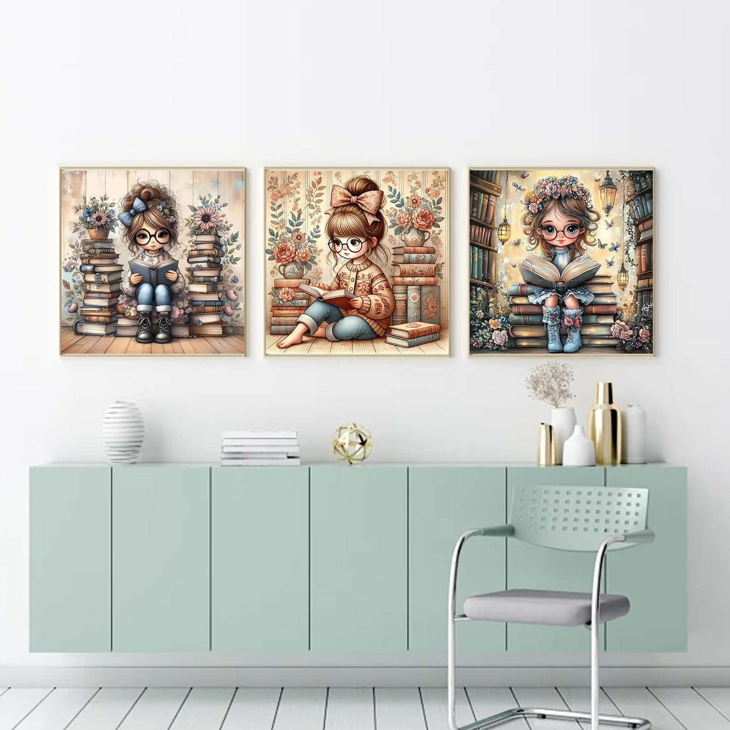EIBEILI 3 Pack Diamond Painting Kits for Adults, Reading Book Diamond Art Kits DIY 5D Full Drill Books Diamond Dots Paintings with Gem Art and Crafts for Home Decor 12x12 Inch