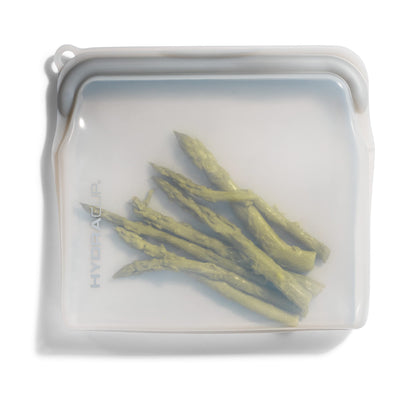 Hydra Cup Reusable Silicone Storage Bags [6 PACK] Food Storage Container, 30 ounces, Press to Lock, Stash Snacks & Meal Prep, Sandwich Size, Microwave & Dishwasher Safe