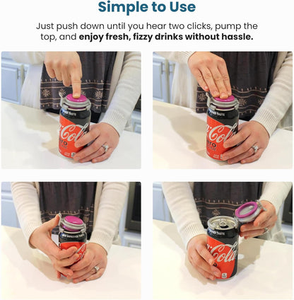 2 12oz 2 Pack Jokari Click Can Pump and Pour Carbonation Saver for Soda and Beer Cans Keep Fizzy Drinks Fresh Press On