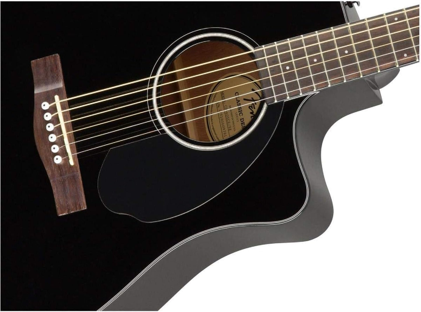 Fender CD-60SCE Dreadnought Cutaway Acoustic Electric Guitar, with 2-Year Warranty, Fishman Pickup and Preamp System, Black