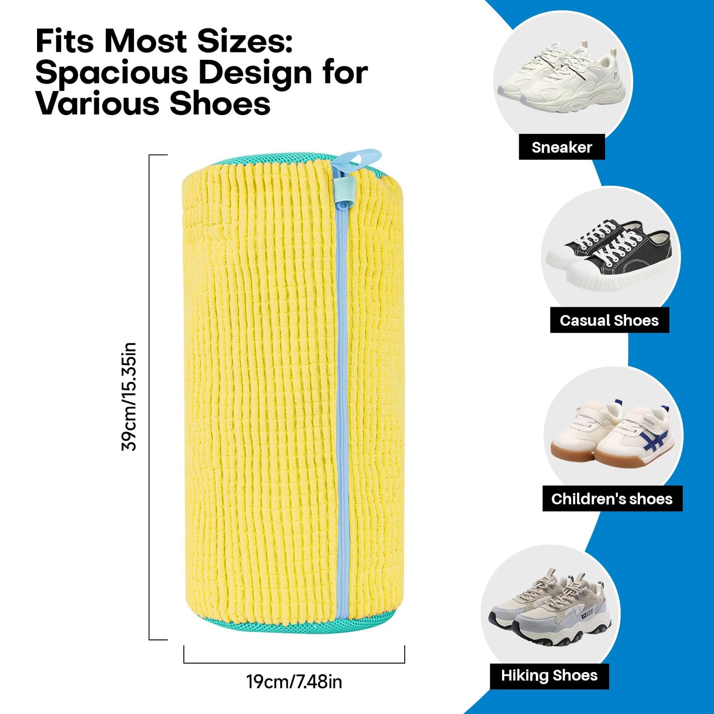 Shoe Washing Machine Bag: Laundry Shoe Bag for Washer and Dryer - 2pc Reusable Shoe Cleaning Bag for Sneaker Tennis Shoes Unstain Cleaner Kit (Yellow 2pcs)