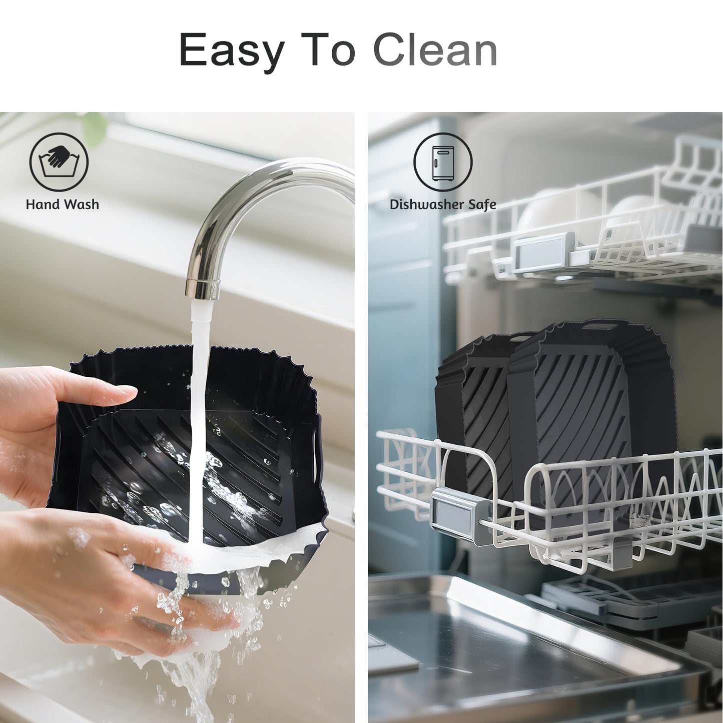 Air Fryer Silicone Liners 2 Pack, Reusable Square Air fryer Basket Liners, 4-7Qt Silicone Baking Tray for Instant Air fryer, Oven Microwave Pot Accessories, Food Grade Kitchen Gadgets