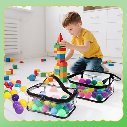 4 Packs Clear Toy Storage Bags, PVC Waterproof Toy Organizer with Zip Reusable Bags for Building Blocks, Board Game, Puzzles, Kids Books, Stationery