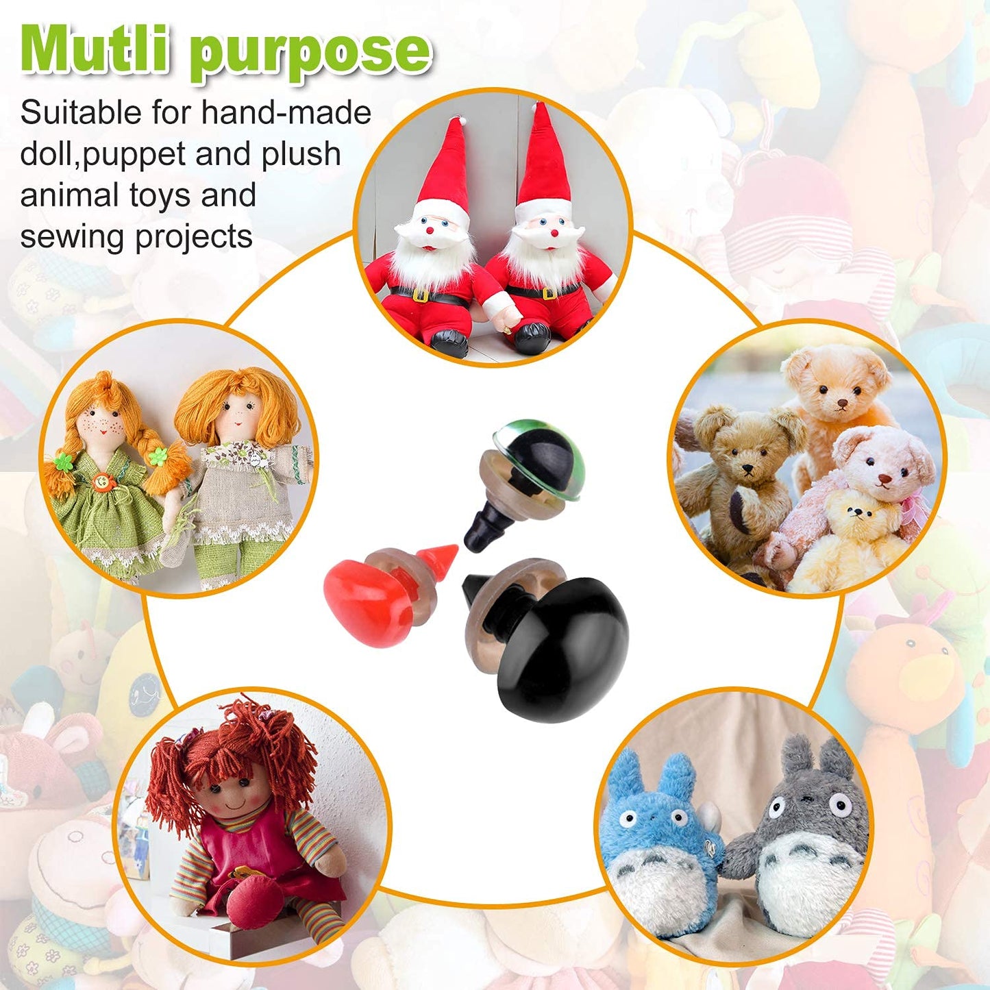 ASTARON 1028 Pcs Plastic Safety Eyes and Noses Kit with Washers for Doll Plush Animal Craft Making,Assorted Size