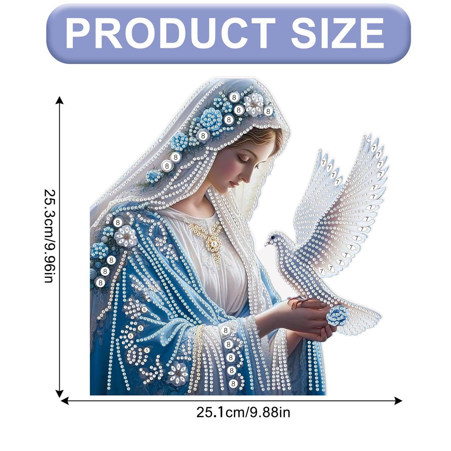 AiYuanzsh Diamond Art Hanging Kit Virgin Mary with Dove, Religious Special Shaped Diamond Painting Suncatcher Ornament for Adults DIY Spiritual Wall Window Pendant Decor