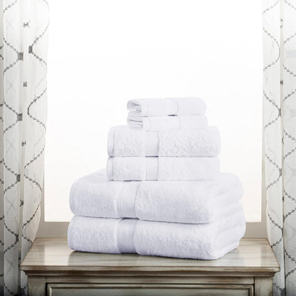 Set, 6PC, Superior Egyptian Cotton Solid Towel Monaco White