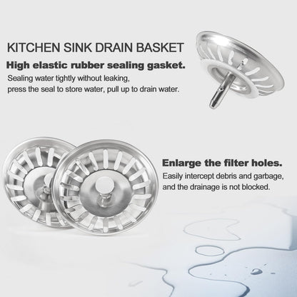 QruiLanTu 2pcs Kitchen Sink Drain Basket, 3 1/4 '' 304 Stainless Steel Drainage Filtration Basket with Handle for Kitchen Sink Strainer Replacement