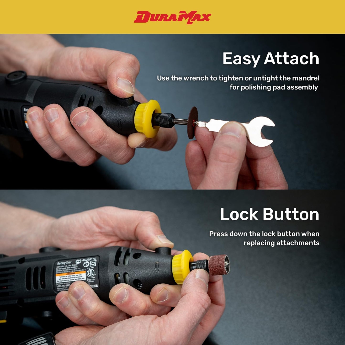 DURAMAX Rotary Tool Kit, 40 Pieces, Variable Speed 8000-30000 RPM, 120V, with 6-PCS Diamond Point Set, Carry Case