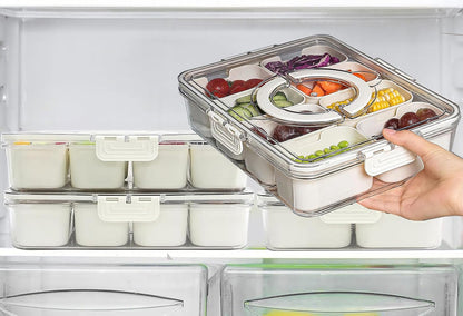 Divided Snack Tray with Lid and Handle, Portable Snack Containers for Fruit, Candy, Veggies, Perfect for Party & Travel