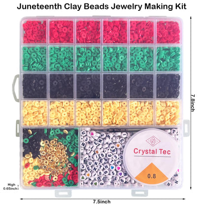 Juneteenth DIY Craft Clay Beads Bracelets Making Kit - Black Freedom Day Art Craft Kit for African Tribal Boho Chic Gypsy Ethnic Layered Jewelry - Pan-African Party Supplies Goodie Bag Stuff Decors