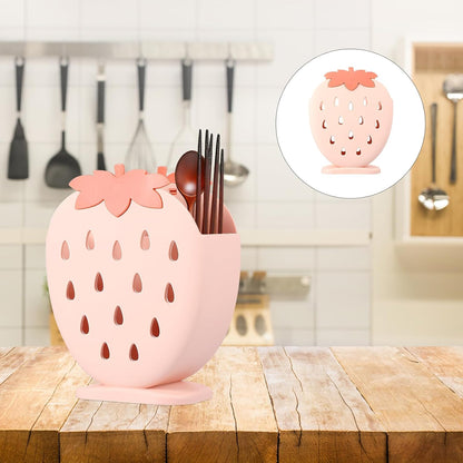 Hemoton Cutlery Utensil Drying Rack, Strawberry Shaped Flatware Storage Basket, Countertop Organizer for Kitchen