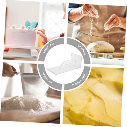 Hoement 1Pc Acrylic Cake Scraper Smoother Baking Tool and Reusable for Cake Cream Fondant and Dough Decoration and Easy to Clean Transparent Design