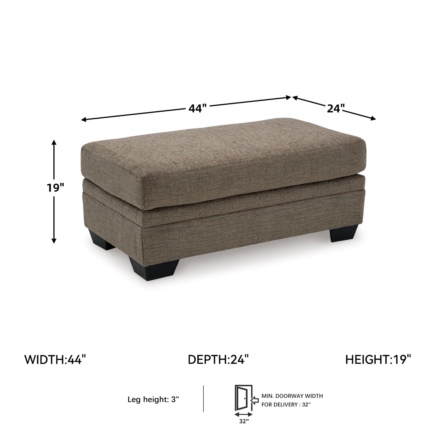 Signature Design by Ashley Stonemeade Modern Ottoman with Foam Cushion, Grayish Brown