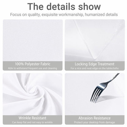 MRJ 60 x 102 Inch White Rectangle Polyester Table Cloth Machine Washable Wrinkle Resistant Fabric for Banquet Indoor Outdoor Use