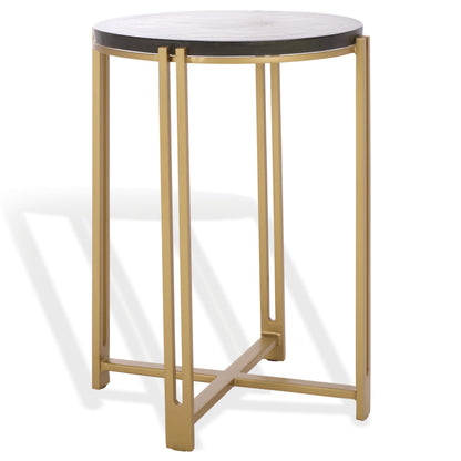 SAFAVIEH Couture Collection - Levitt Cast Glass Top Accent Table, Sculptural Modern Side Table, Brass Finish Base, Fully Assembled (SFV7916A)