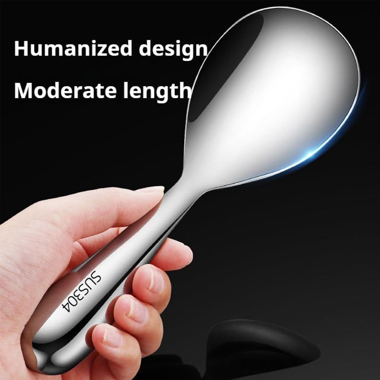 Comicfs Rice Paddle Spoon 304 Stainless Steel Thickened Rice Spoon Rice Spatula Non Stick Rice Scooper for Rice Mashed Potato Salads, Apply for Kitchen Home Restaurant Hotel Serving (1Pc, Bright)