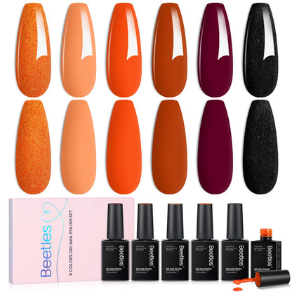 Beetles Halloween Gel Nail Polish Set – Wicked Mystic 8 Colors Gel Polish Kit, Gold Silver Black Green Blue Cat Eye Purple Red Glitter with Nail Art Accessories UV LED Soak Off Manicure Gift for Women